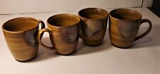 Sango Splash Set of 4 Wood Nature Look Ceramic Drip Glaze Coffee Tea Cups Mugs picture