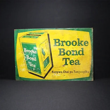VINTAGE OLD ORIGINAL TIN SIGN BROOKE BOND TEA 1960 NOT PORCELAIN LIPTON TEA picture