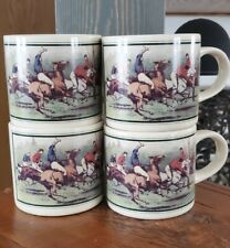  Ralph Lauren Polo  4 vintage 1978 Coffee Tea Mugs Thoroughbred Horse Polo game picture