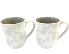 2 Gibson Elite Zenses Coffee Tea Mug Cup Leaves Stoneware 12 0z Inside Design picture