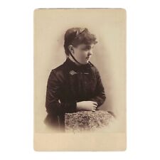 Antique Cabinet Card Photo Beautiful Victorian Woman Hat Tennis Brooch New York picture