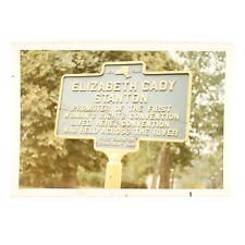 Elizabeth Cady Stanton Sign Photo 1960s Vintage Color Seneca Falls New York D808 picture