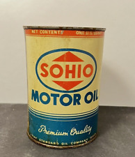 Vtg. Original 1940s era SOHIO MOTOR OIL Old  Tin 1 qt. Can - A MUST SEE picture