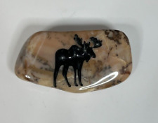 Vintage Polished Stone with Engraved Moose picture