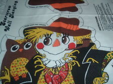 Vtg 80s Halloween Polka Dot Scarecrow Owl Mouse Cut Sew Stuff Fabric Panel #HFC picture