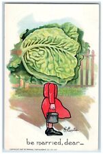 Curtis Artist Signed Postcard Girl Cabbage Head With Bucket Garden Patch Tuck's picture
