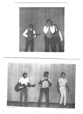 Black African American Musical Performers With Guitar, 2 Vintage Snapshot Photos picture