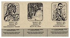 #UL527 RABINDRANATH TAGORE, RALPH ELLISON, RICHARD  Rare Uncut Coupon Card Strip picture