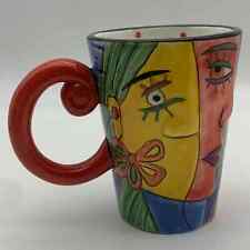 Muzeum Picasso Face Abstract Embossed Nose Coffee Cup Mug Hand Painted Polka Dot picture