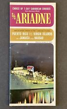 Vintage 1964 S/S Ariadne Travel Fold-Out Brochure Cruises From FL To Caribbean picture