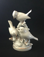Vintage E&R 1886 Golden Crown White and Gold Porcelain Birds Figurine picture