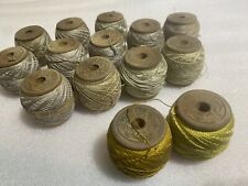 14 vtg Peerless Pure Dye Crochet & Knitting Silk Thread on Wood Spool picture