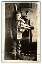 c1910's Boy Dressed As Indian RPPC Photo Posted Antique Postcard picture
