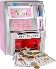 ATM Savings Bank,Pink Mini ATM Piggy Bank for Real Money,Personal ATM Cash Coin picture