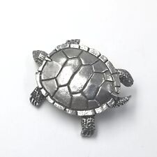VTG Signed Barker USA 1996 Pewter Turtle Silver Tone Lapel Pin Animal Jewelry picture