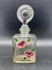 Hand Painted Floral Perfume Bottle With Stopper Signed 1997 picture