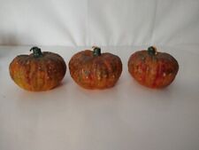 Set Of 3 Figure Pumpkin Candles Botanical Wax picture