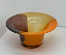 Vintage MCM Burnt Orange, Amber  & Yellow Heavy Blown Art Glass Bowl picture