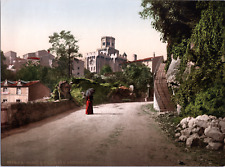 France, Clermont-Ferr. Royat. The Church and the Old Town.  vintage print pho picture