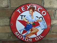 VINTAGE 1952 TEXACO MOTOR OIL PORCELAIN GAS STATION PUMP SIGN 12