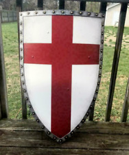 Medieval Knight Templar Heater Shield Red Cross Battle Armor Crusader Warrior picture