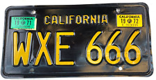 Vintage 1971 1972 California License Plate Auto Collector Garage 666 Wall Decor picture