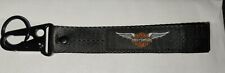 Harley Davidson Black Double Sided Keychain Key Chain Fob Ring Laynard Belt  picture