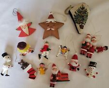 Vtg Christmas Ornaments Mixed Lot Santa Star Tree Snowman Wooden  picture