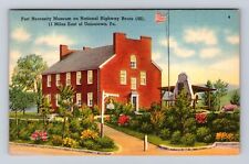 Uniontown PA- Pennsylvania, Fort Necessity Museum, Vintage c1954 Postcard picture