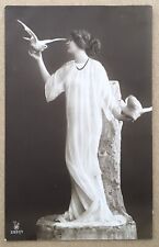 Antique Postcard Portrait Photo Woman Fashion Antique Dress Doves RPH 2951 picture