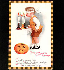 May Your Halloween Be Merry Ellen Clapsaddle Wolf 31-4 Candle Smoke JOL PostCard picture