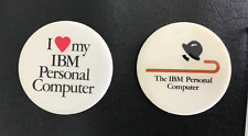 Vintage I Love My IBM Personal Computer & Chaplin Cane Pinback Button Lot of two picture