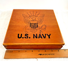 VTG Hand Crafted Wood DoveTail Box US NAVY USA Unique Military picture