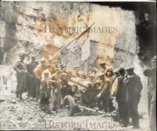 1944 Press Photo French patriots raise flag over abandoned German WWII mortar. picture