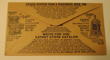 c 1911 Empty Advertising Envelope SEARS ROEBUCK & CO. Stove Range WEHRLE picture