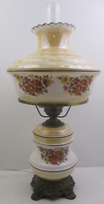 LARGE - HURRICANE GWTW PARLOR LAMP w/FLORAL PATTERN - 3 WAY - 27