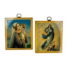 Vintage Wooden Religious Virgin Mary Wall Hangings 3