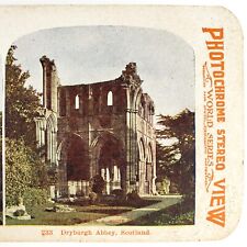 Scottish Borders Dryburgh Abbey Stereoview c1905 Photochrome Scotland Home H1067 picture