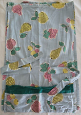 Vintage Handmade Smock Apron, Blue + Fruit Pattern, Front Ties with Pockets picture