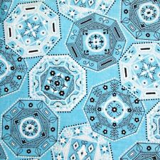 Vintage Feedsack Fabric Blue White Bandana Print 19x37 Quilting Fabric 40s picture