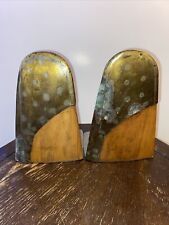 Vintage Trench Art Aviation WW1-WW2 Plane Propeller Bookends Metal Wood picture