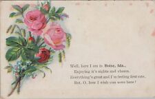 Boise Idaho Greetings Roses Poem Wish You Were Here Embossed 1916 postcard AP8 picture