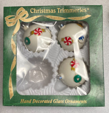 3 Vnt Christmas Trimmeries Ornaments Peppermint Candies Hand Decorated Glass #2 picture