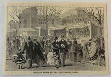 1886 magazine engraving~ HOLIDAY SHOPS ON THE BOULEVARDS Paris picture
