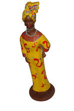 UTI African American Black Woman Figurine Yellow Dress Turban REPAIRED? picture