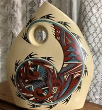 Unique Vintage Native American Navajo Pottery Vase 11'' H X 10” Widest Part picture
