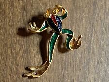 Vintage Goldtone Enamel Leap Frog Pin Brooch Jewelry 2