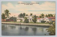 Delightful Tropical Living in Florida Delray Beach Linen Postcard No 5848 picture