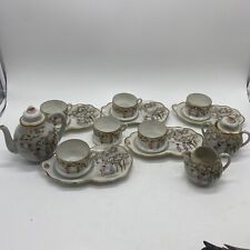 Antique Oriental Bone China Porcelain Tea Set for 5 Luncheon Demitasse picture