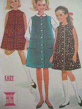 Vintage 60's McCall's 6895 FRONT BUTTONED DRESS or JUMPER Sewing Pattern Girl 12 picture